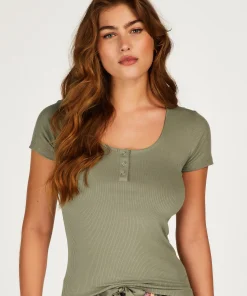Kurzarmeliges Pyjama-Top Henley<Hunkemöller Clearance