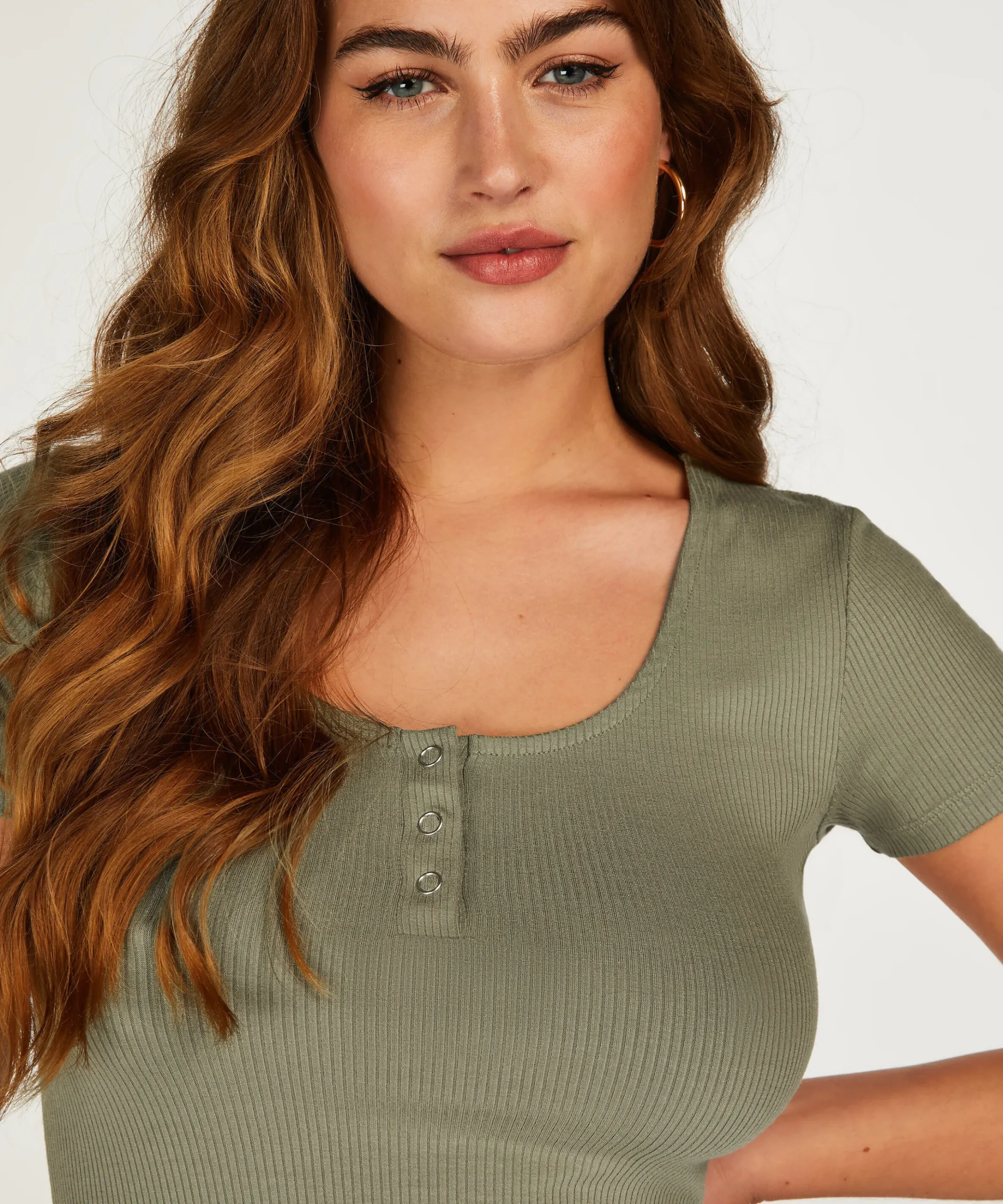 Kurzarmeliges Pyjama-Top Henley<Hunkemöller Clearance