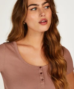 Kurzarmeliges Pyjama-Top Henley<Hunkemöller Store
